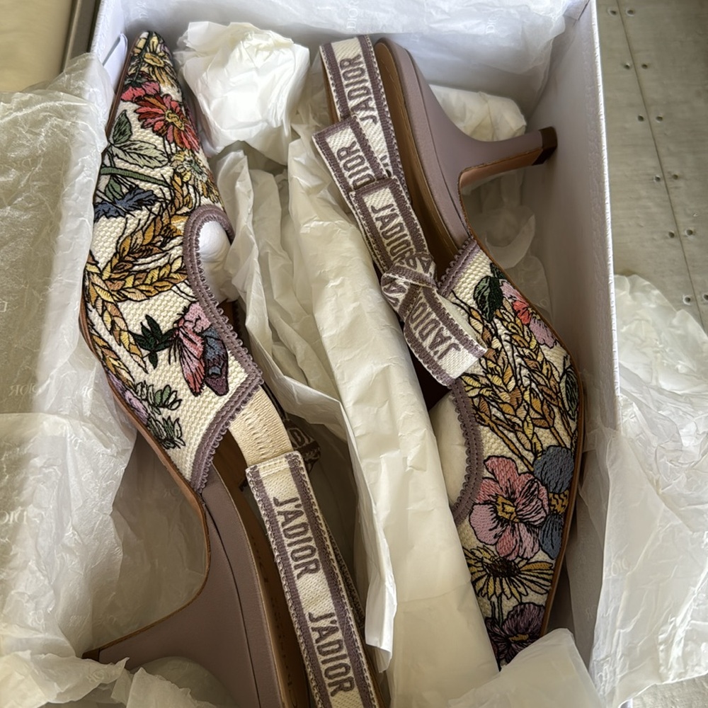 Christian Dior j’adior stiletto sling pump lilac multi color floral sz 41 - Picture 11 of 11